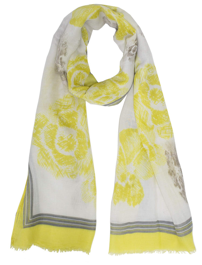 stylesilove Women Vintage Flower Frayed Edges Oversized Scarf Soft Shawl
