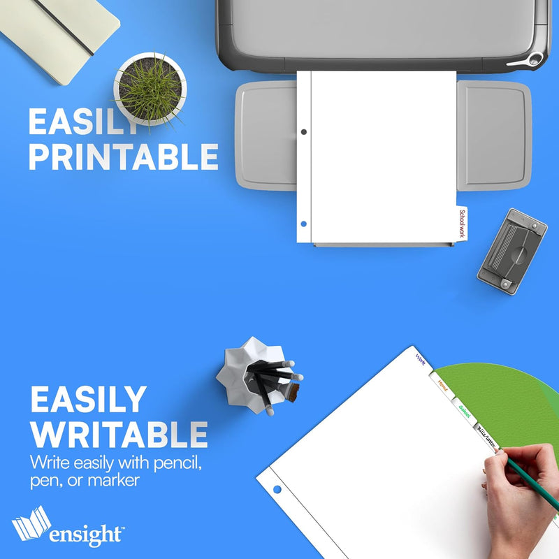 1/8 Cut Tab Dividers, 3 Ring Page Binder Dividers Bulk