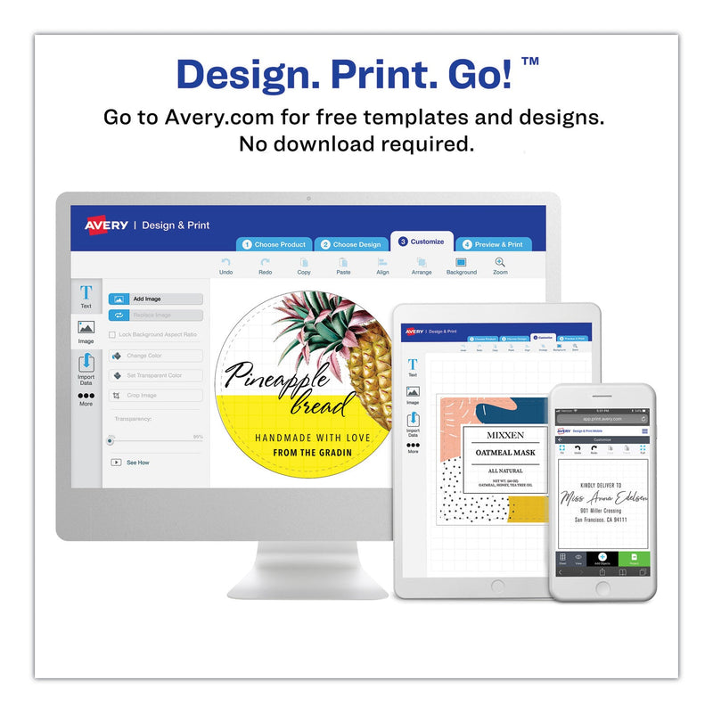 Avery Printable Self-Adhesive Permanent ID Labels w/Sure Feed, 0.75" dia, White 800/PK