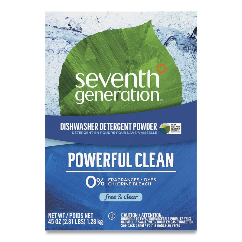 Seventh Generation Automatic Dishwasher Powder, Free and Clear, 45oz Box, 12/Carton