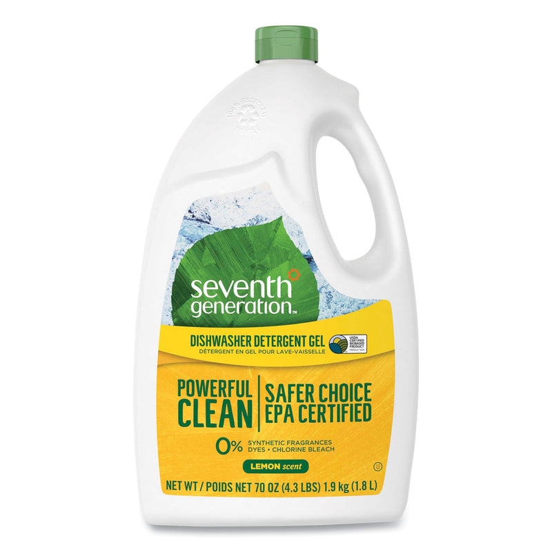 Seventh Generation Natural Automatic Dishwasher Gel, Lemon, Jumbo 70 oz Bottle, 6/CT