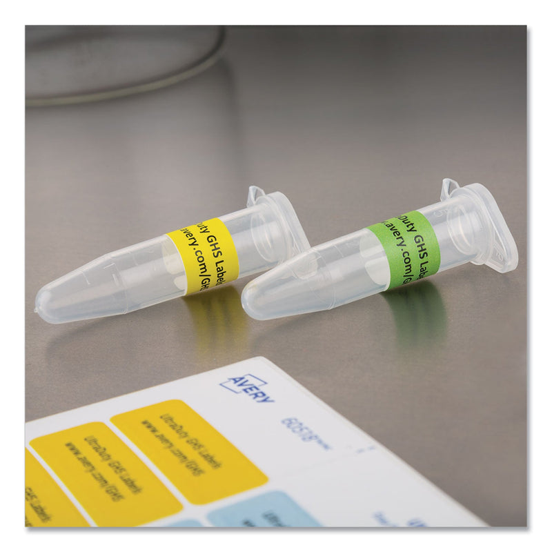 Avery UltraDuty GHS Chemical Waterproof and UV Resistant Labels, 0.5 x 1.75, White, 60/Sheet, 25 Sheets/Pack