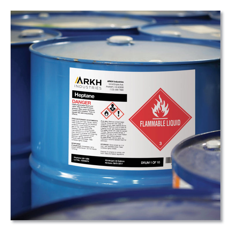 Avery UltraDuty GHS Chemical Waterproof and UV Resistant Labels, 8.5 x 11, White, 50/Box