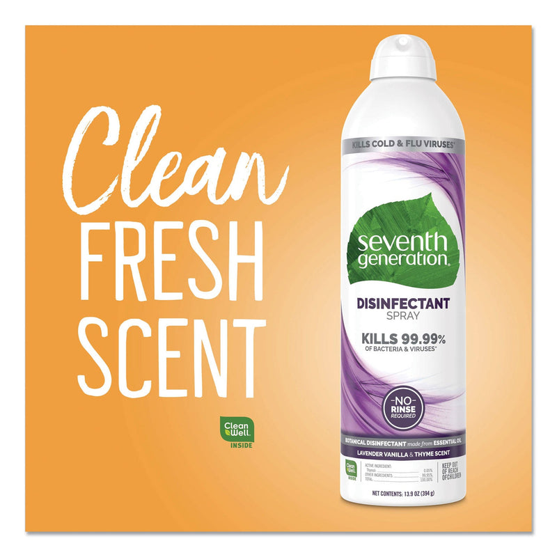 Seventh Generation Disinfectant Sprays, Lavender Vanilla/Thyme, 13.9 oz, Spray Bottle
