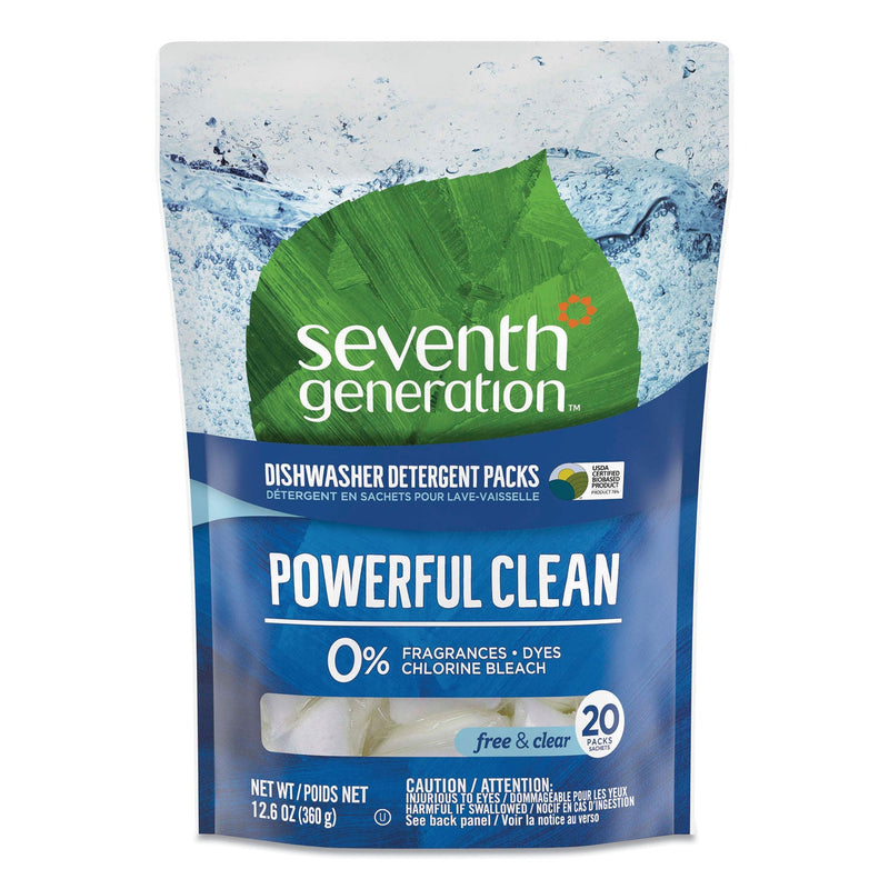 Seventh Generation Natural Dishwasher Detergent Concentrated Packs, 20/Pack, 12 Packs/Carton