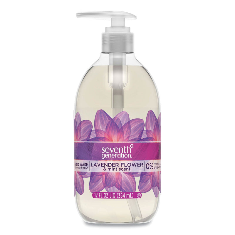 Seventh Generation Natural Hand Wash, Lavender Flower and Mint, 12 oz Pump Bottle, 8/Carton