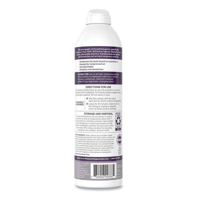 Seventh Generation Disinfectant Sprays, Lavender Vanilla/Thyme, 13.9 oz, Spray Bottle