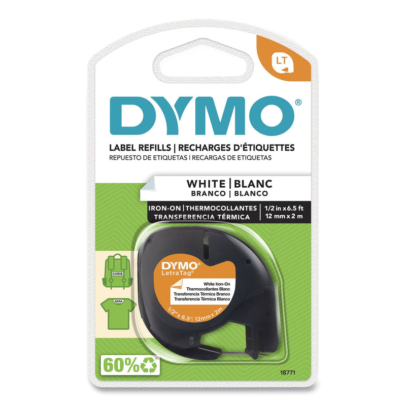 DYMO LetraTag Fabric Iron-On Labels, 0.5" x 6.5 ft, White