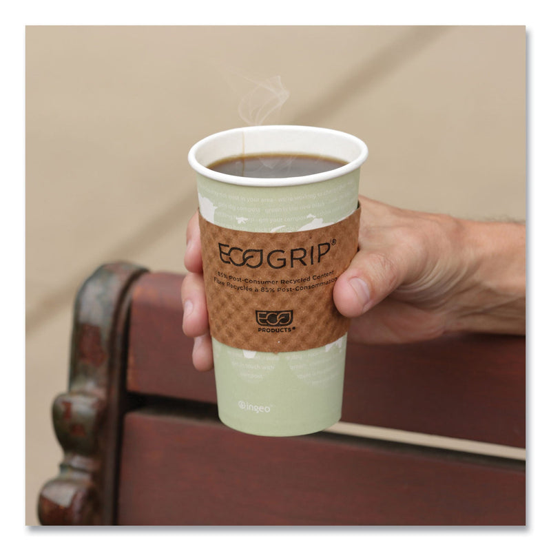 Eco-Products EcoGrip Hot Cup Sleeves - Renewable and Compostable, Fits 12, 16, 20, 24 oz Cups, Kraft, 1,300/Carton