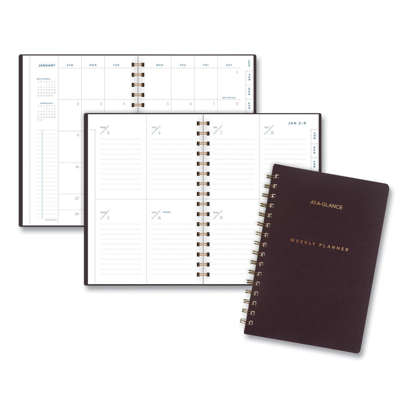 AT-A-GLANCE Signature Lite Weekly/Monthly Planner, 8.5 x 5.75, Maroon Cover, 12-Month (Jan to Dec): 2023