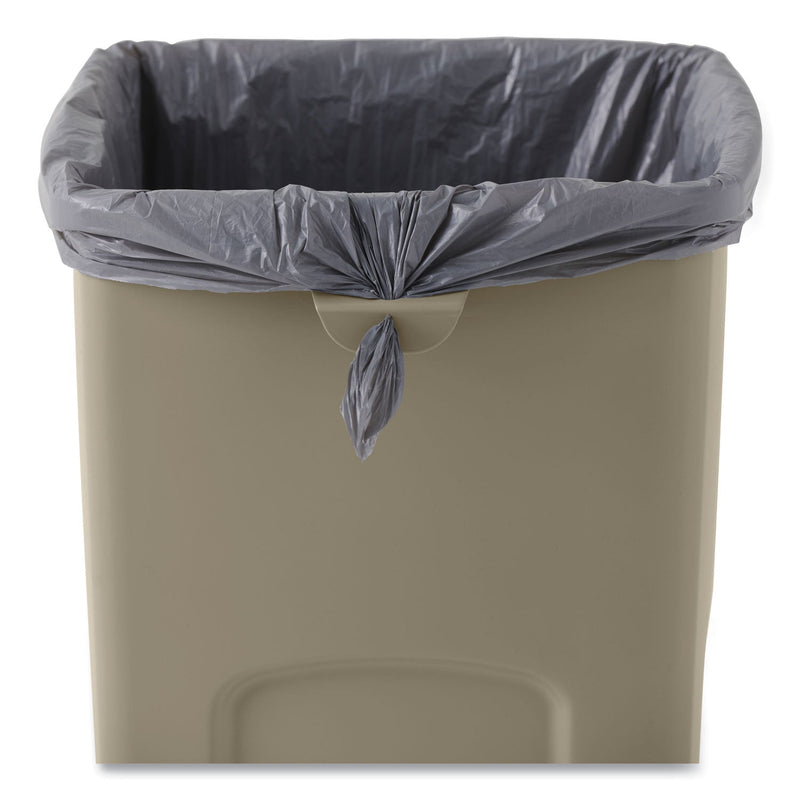 Rubbermaid Untouchable Square Waste Receptacle, Plastic, 23 gal, Beige