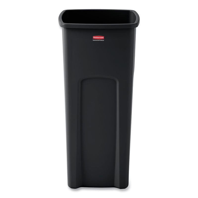 Rubbermaid Untouchable Square Waste Receptacle, Plastic, 23 gal, Black