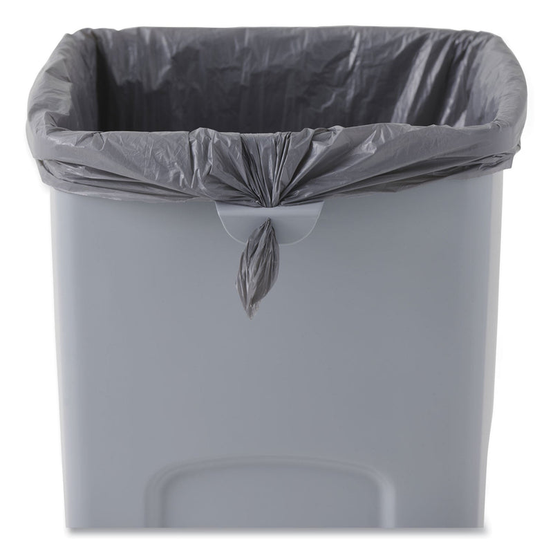Rubbermaid Untouchable Square Waste Receptacle, Plastic, 23 gal, Gray