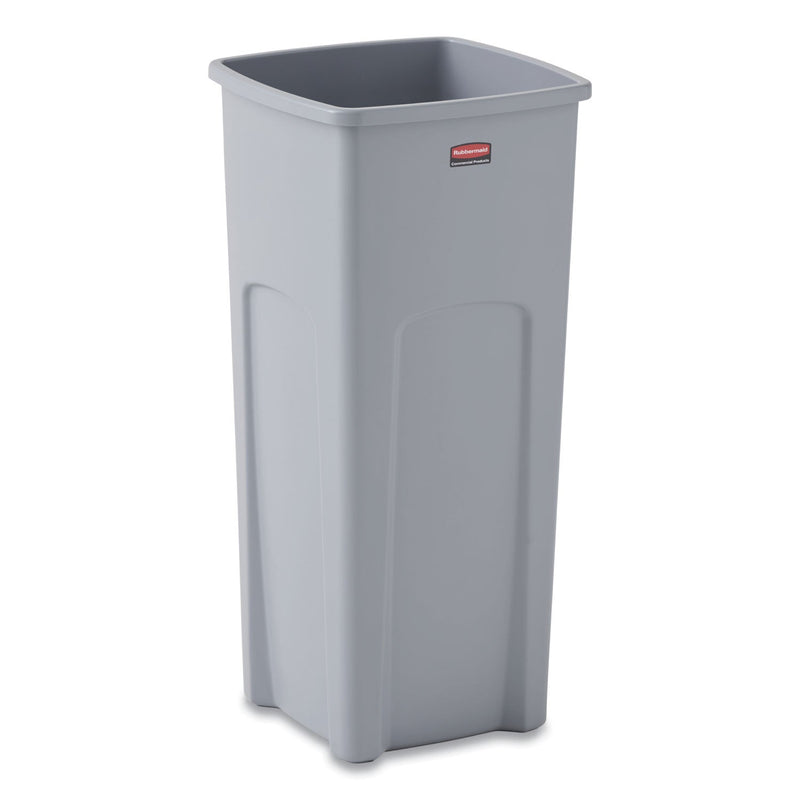 Rubbermaid Untouchable Square Waste Receptacle, Plastic, 23 gal, Gray