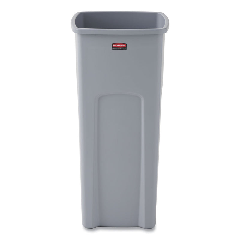 Rubbermaid Untouchable Square Waste Receptacle, Plastic, 23 gal, Gray