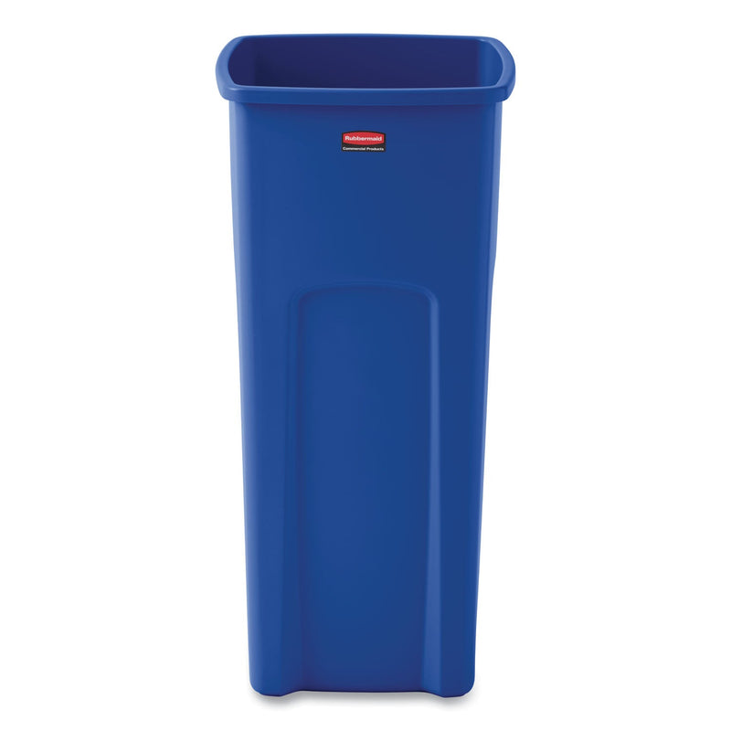 Rubbermaid Recycled Untouchable Square Recycling Container, Plastic, 23 gal, Blue