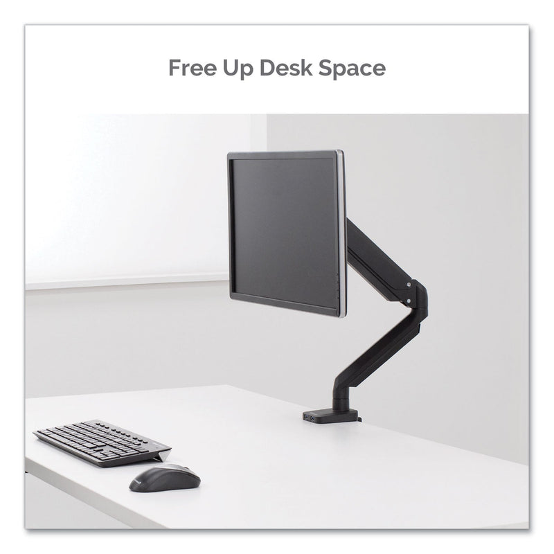 Fellowes Platinum Series Single Monitor Arm, For 30" Monitors, 360 deg Rotation, 180 deg Tilt, 360 deg Pan, Black, Supports 20 lb