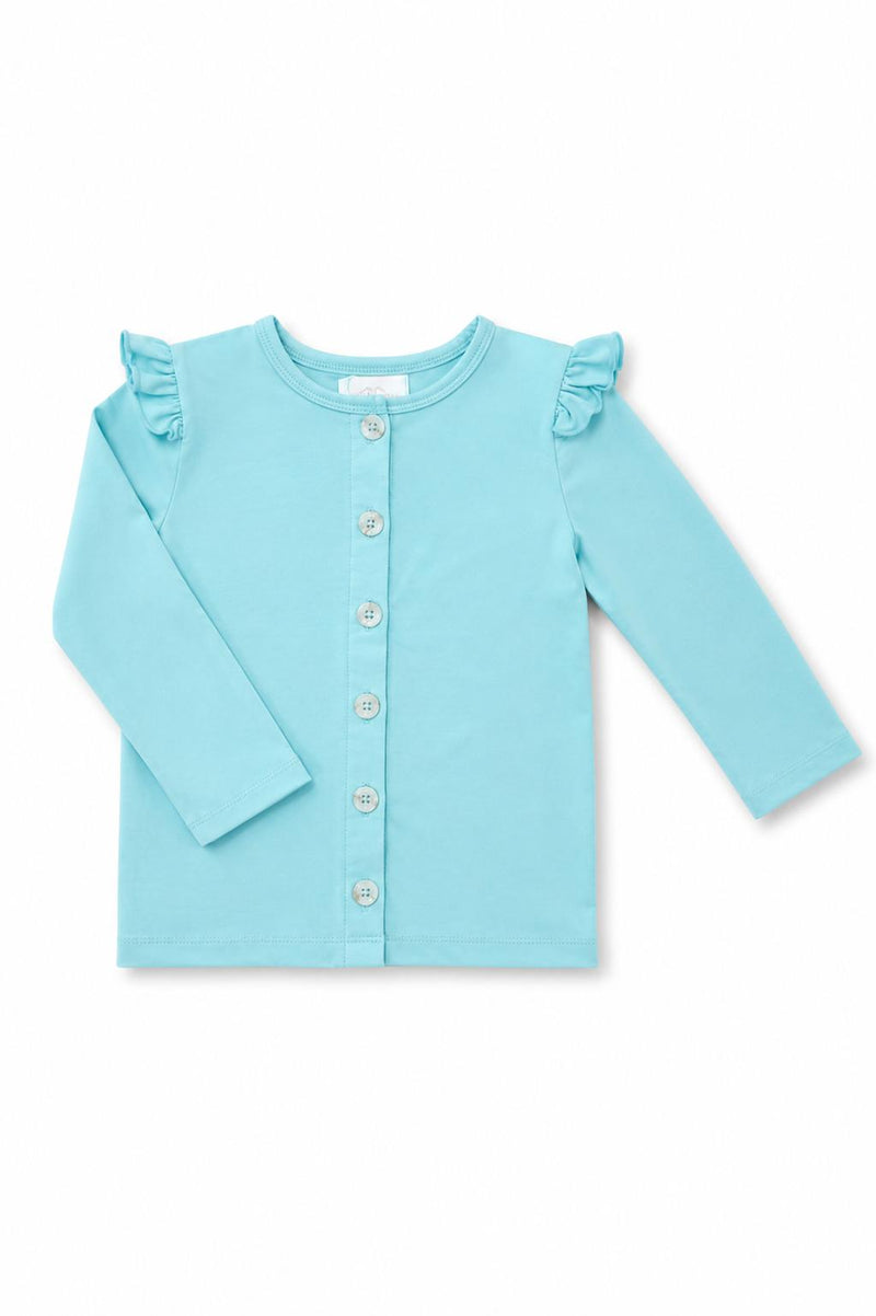 Aqua Ruffle Cardigan