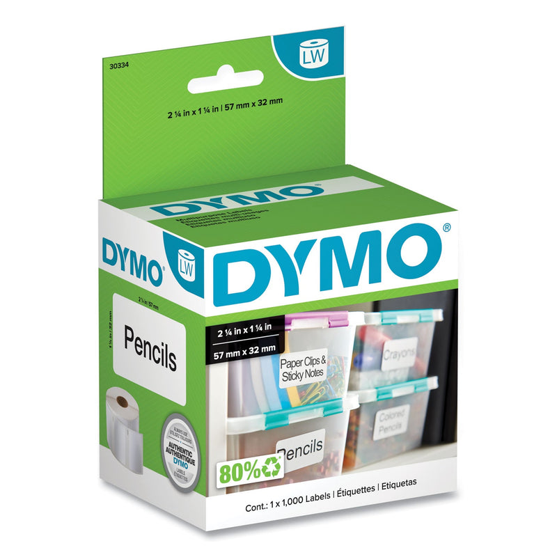DYMO LabelWriter Address Labels, 1.25'' x 2.25'', White, 1,000 Labels/Roll