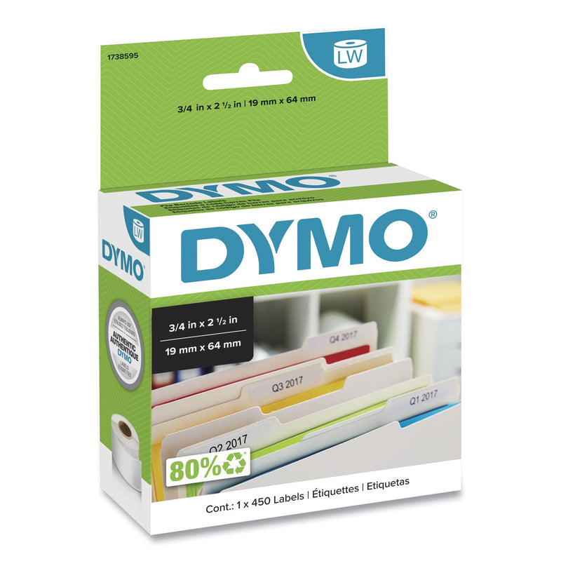 DYMO LabelWriter Bar Code Labels, 0.75" x 2.5", White, 450 Labels/Roll
