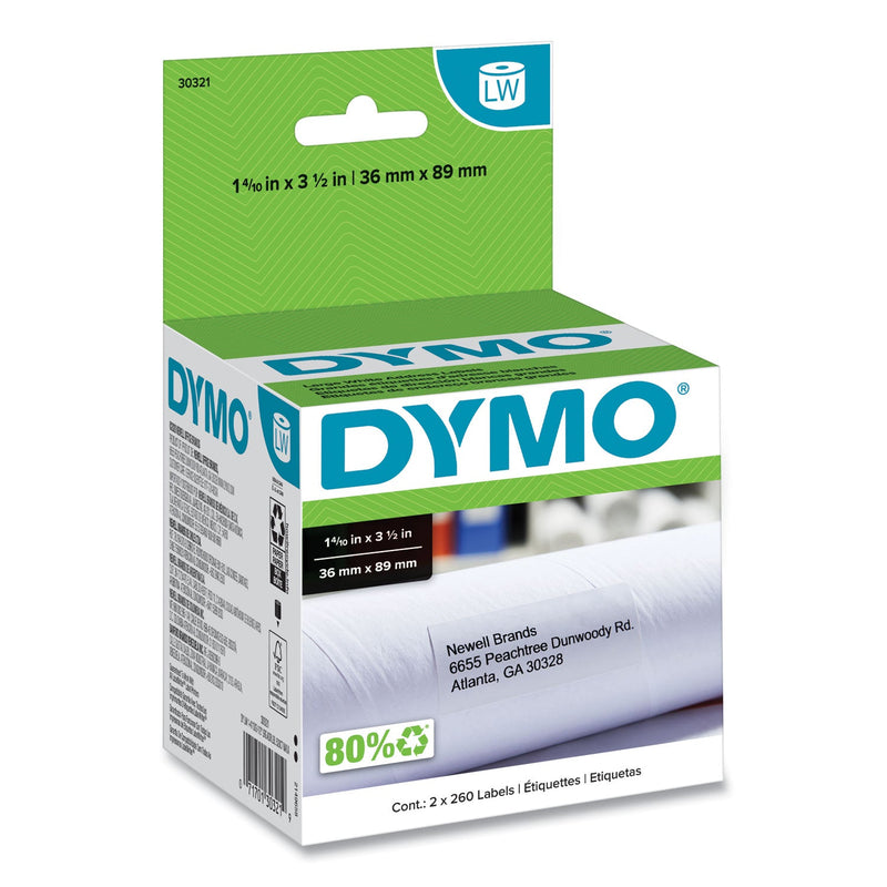 DYMO LabelWriter Address Labels, 1.4" x 3.5", White, 260 Labels/Roll, 2 Rolls/Pack