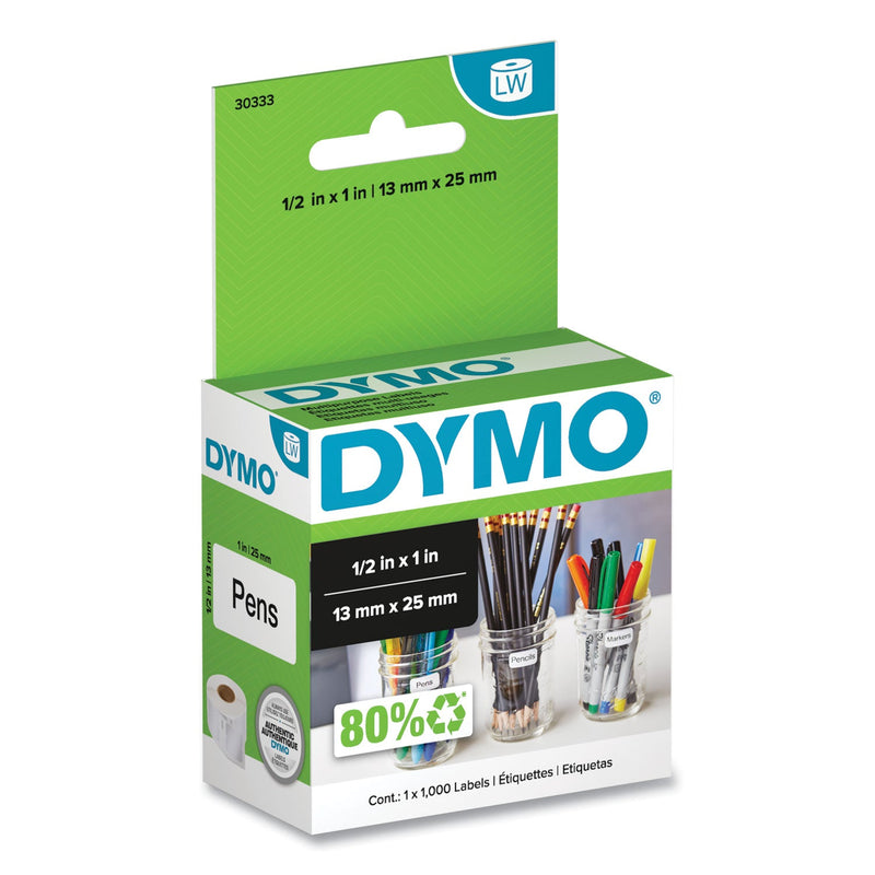 DYMO LabelWriter Multipurpose Labels, 0.5" x 1", White, 1000 Labels/Roll