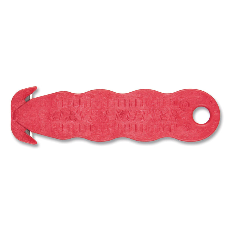 San Jamar Klever Kutter Safety Cutter, 3 Razor Blades, 1" Blade, 4" Plastic Handle, Red