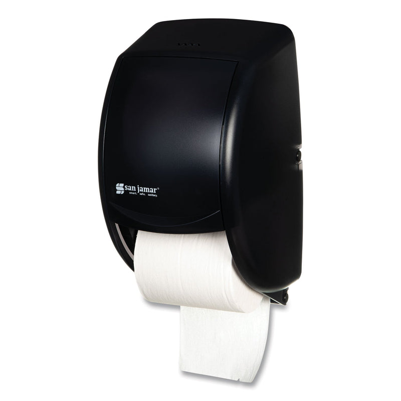 San Jamar Duett Standard Bath Tissue Dispenser, 2 Roll, 7.5 x 7 x 12.75, Black Pearl