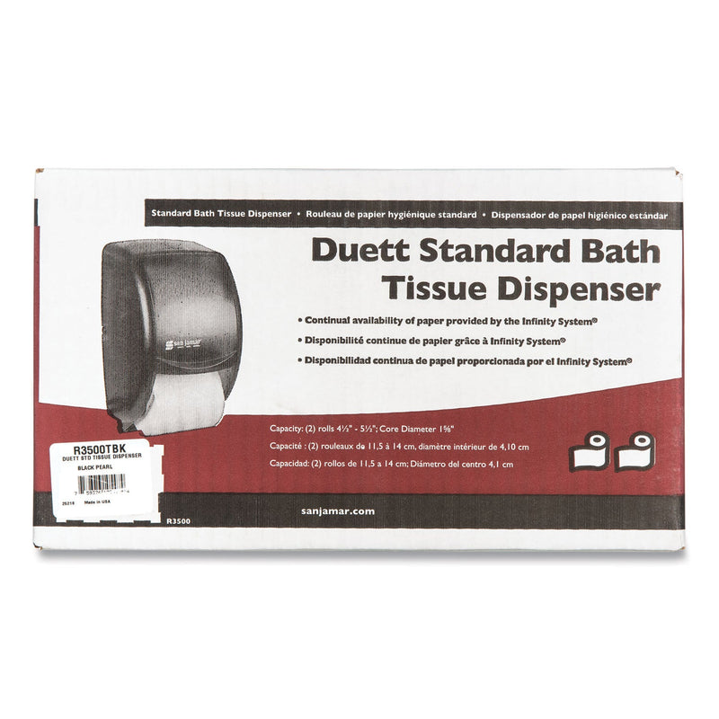 San Jamar Duett Standard Bath Tissue Dispenser, 2 Roll, 7.5 x 7 x 12.75, Black Pearl