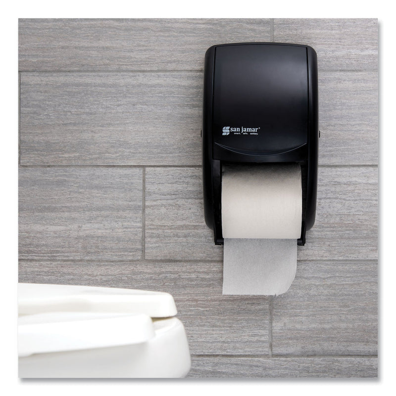 San Jamar Duett Standard Bath Tissue Dispenser, 2 Roll, 7.5 x 7 x 12.75, Black Pearl