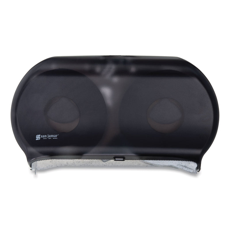 San Jamar Twin 9" Jumbo Tissue Dispenser, Classic, 19 x 5.25 x 12, Transparent Black Pearl