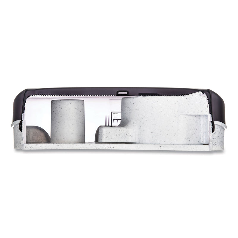 San Jamar Twin 9" Jumbo Tissue Dispenser, Classic, 19 x 5.25 x 12, Transparent Black Pearl