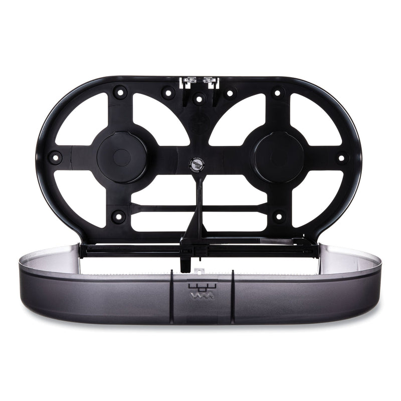 San Jamar Twin 9" JBT Toilet Tissue Dispenser, Oceans, 19 x 5.25 x 12, Transparent Black Pearl