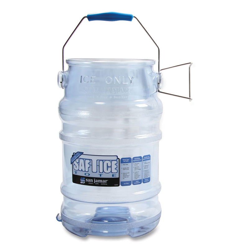 San Jamar Saf-T-Ice Tote, 6 gal, Transparent Blue