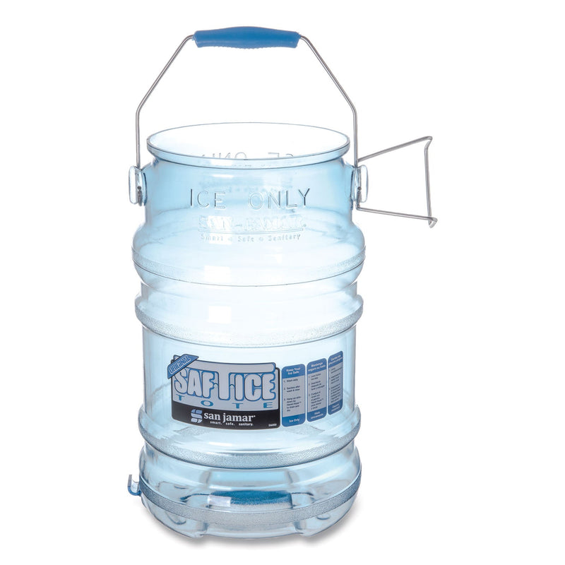 San Jamar Saf-T-Ice Tote, 6 gal, Transparent Blue