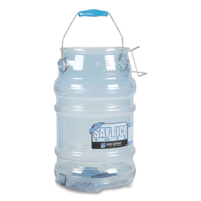 San Jamar Saf-T-Ice Tote, 6 gal, Transparent Blue