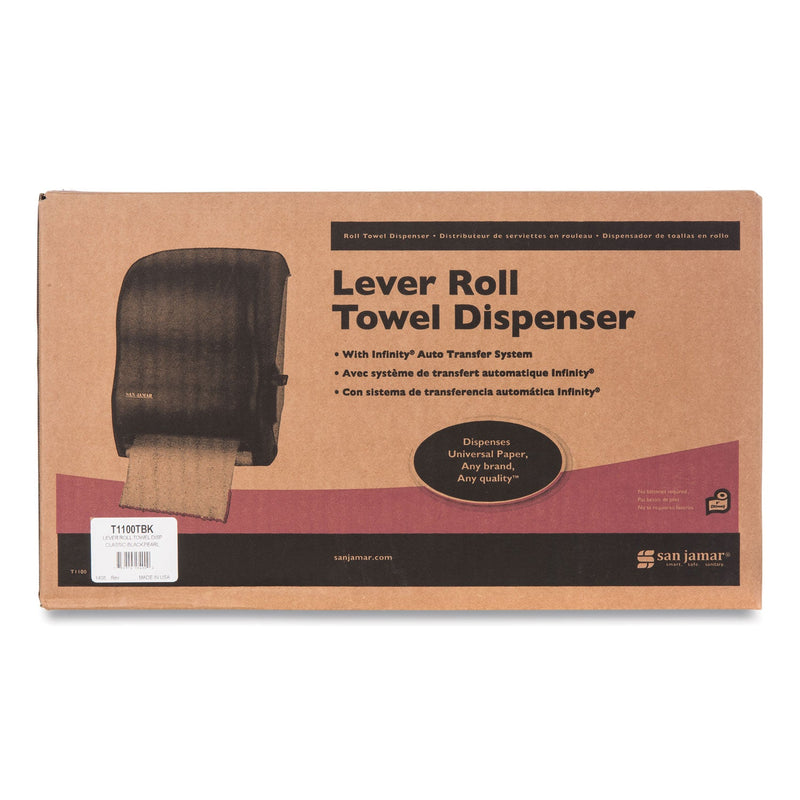 San Jamar Lever Roll Towel Dispenser, Classic, 12.94 x 9.25 x 16.5, Transparent Black Pearl