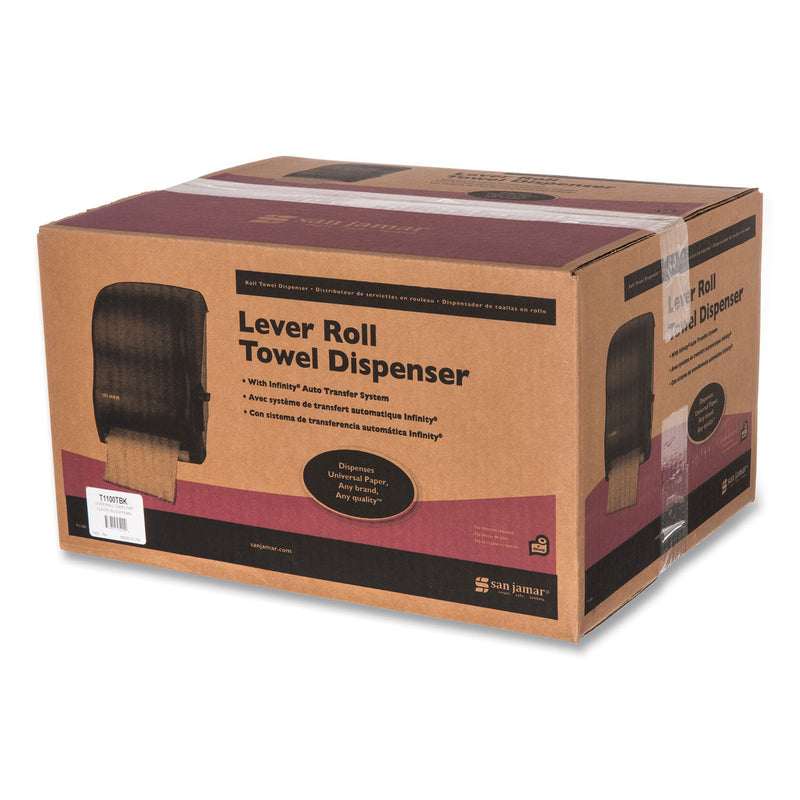 San Jamar Lever Roll Towel Dispenser, Classic, 12.94 x 9.25 x 16.5, Transparent Black Pearl