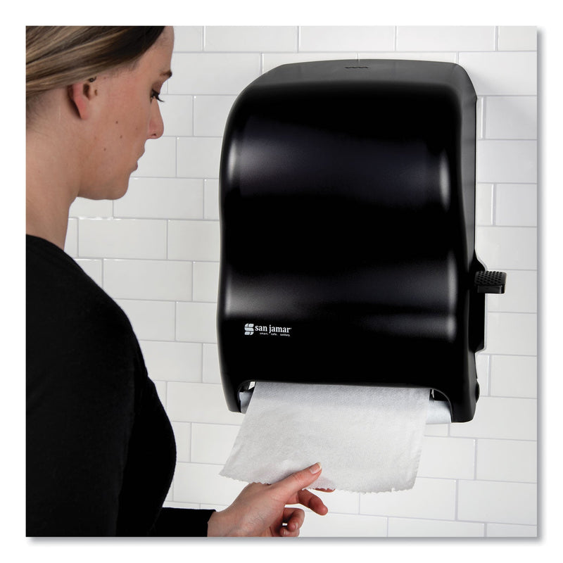 San Jamar Lever Roll Towel Dispenser, Classic, 12.94 x 9.25 x 16.5, Transparent Black Pearl