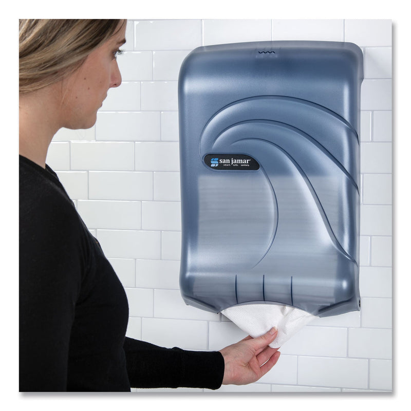 San Jamar Ultrafold Multifold/C-Fold Towel Dispenser, Oceans, 11.75 x 6.25 x 18, Arctic Blue