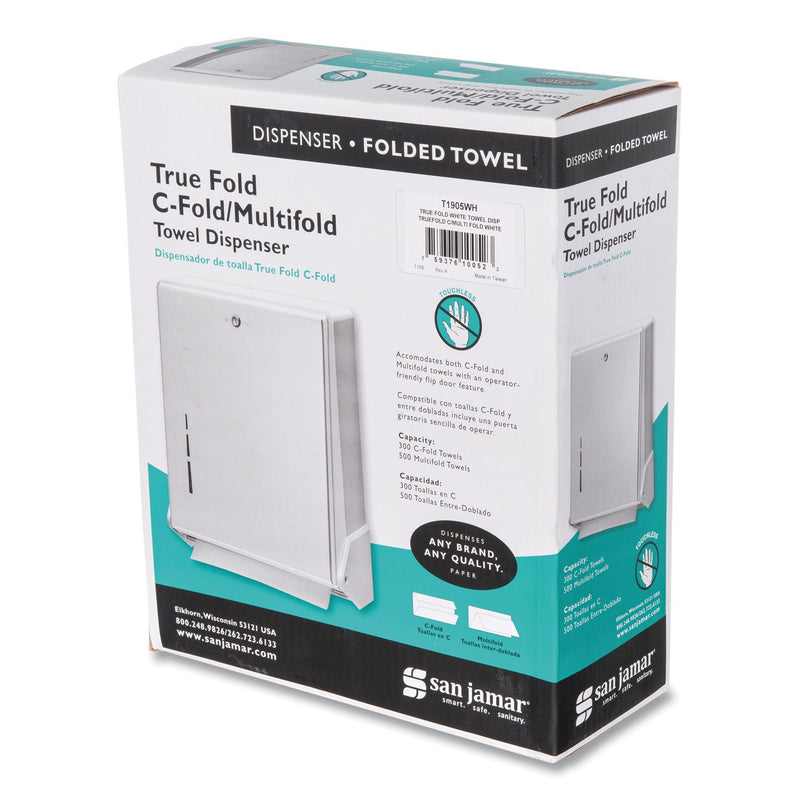 San Jamar True Fold C-Fold/Multifold Paper Towel Dispenser, 11.63 x 5 x 14.5, White