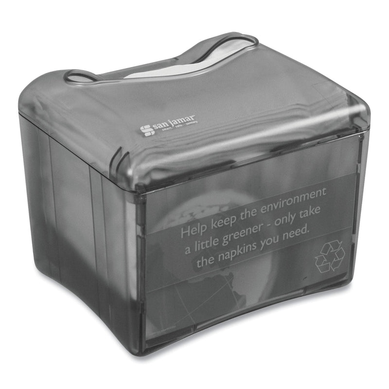 San Jamar Venue Napkin Dispenser with Advertising Inset, 6.5 x 6.13 x 6.9, Capacity: 200, Black