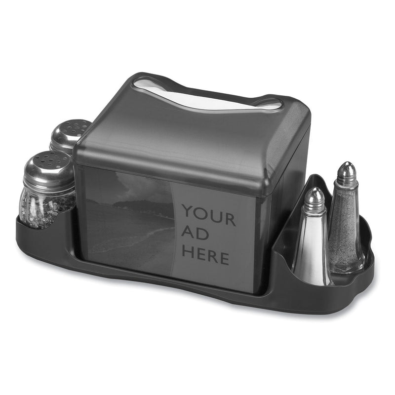 San Jamar Venue Napkin Dispenser with Advertising Inset, 6.5 x 6.13 x 6.9, Capacity: 200, Black