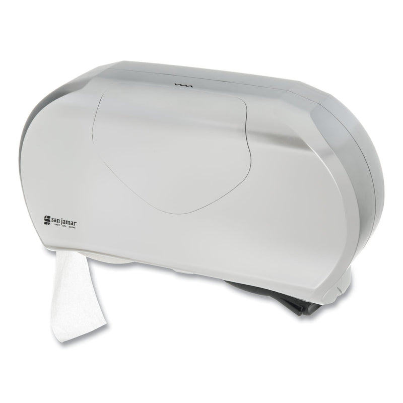 San Jamar Twin 9" Jumbo Bath Tissue Dispenser, Summit, 19.25 x 6 x 12.25, Faux Stainless Steel
