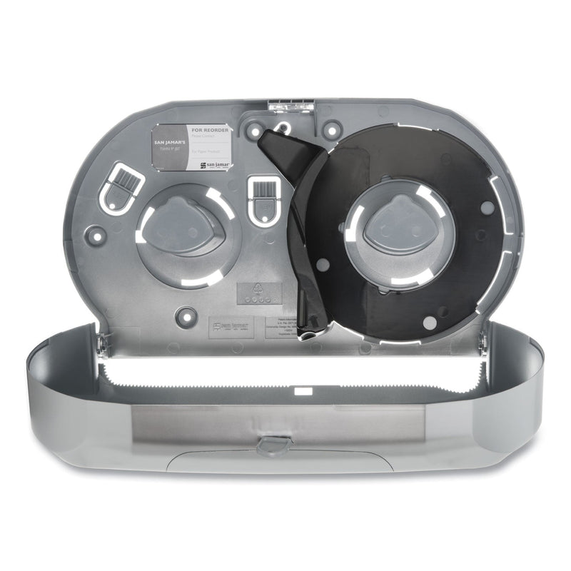 San Jamar Twin 9" Jumbo Bath Tissue Dispenser, Summit, 19.25 x 6 x 12.25, Faux Stainless Steel