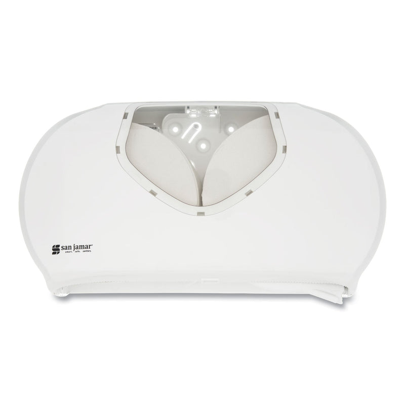 San Jamar Twin 9" Jumbo Bath Tissue Dispenser, Summit, 19.25 x 6 x 12.25, White/Clear