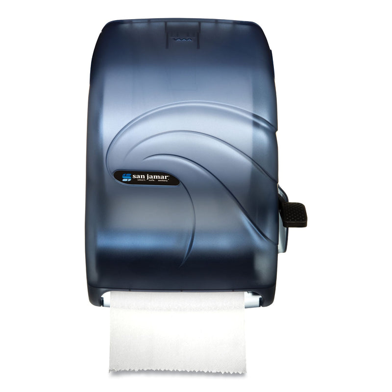 San Jamar Lever Roll Towel Dispenser, Oceans, 12.94 x 9.25 x 16.5, Arctic Blue