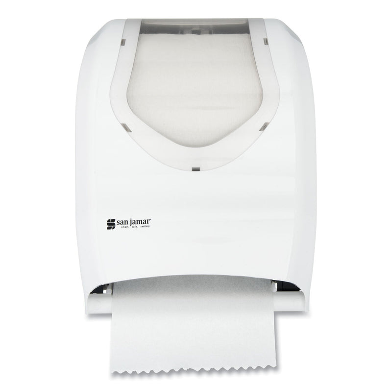 San Jamar Tear-N-Dry Touchless Roll Towel Dispenser, 16.75 x 10 x 12.5, White/Clear
