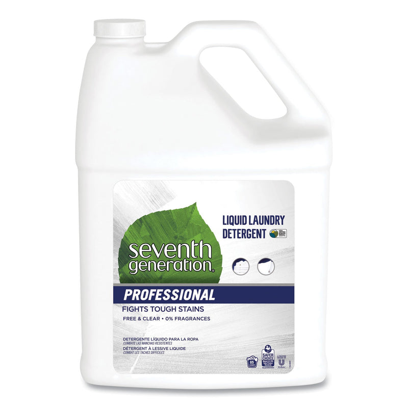 Seventh Generation Liquid Laundry Detergent, Free and Clear Scent, 1 gal Bottle, 2/Carton