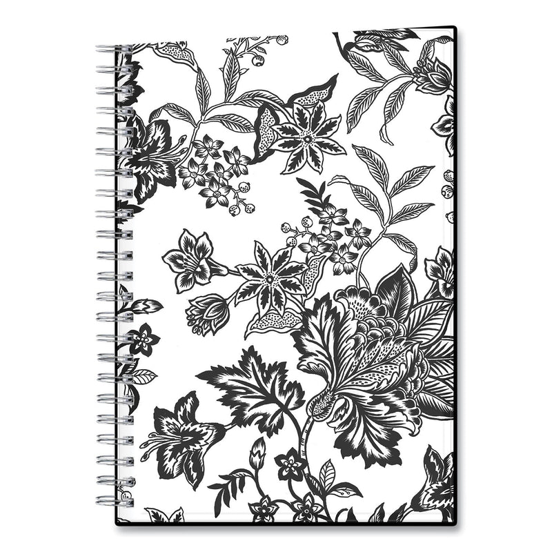 Blue Sky Analeis Create-Your-Own Cover Weekly/Monthly Planner, Floral Artwork, 8 x 5, White/Black/Coral, 12-Month (Jan to Dec): 2023